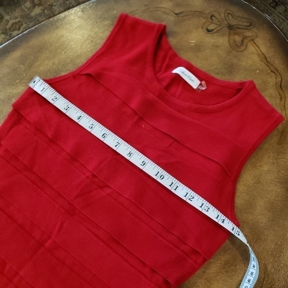 Calvin Klein Pleated Red Bodycon Dress Size Small - Picture 7 of 8